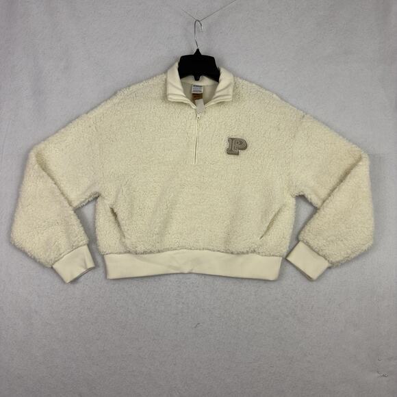 Victoria’s Secret PINK Cropped Sherpa Fleece 1/4 Zip Pullover Sweatshirt XS NWT - Picture 6 of 10